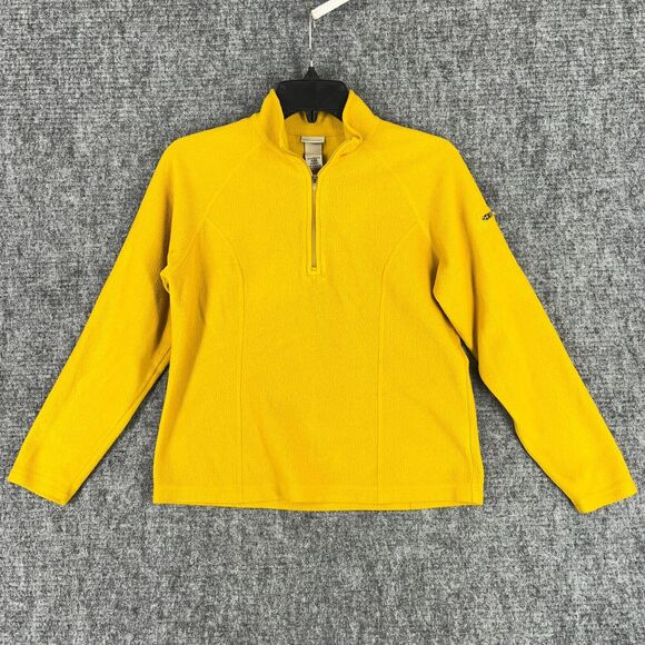LL‎ Bean Sweater Womens S Yellow Fleece Pullover Half Zip Outdoor Camping Trail - Picture 1 of 6